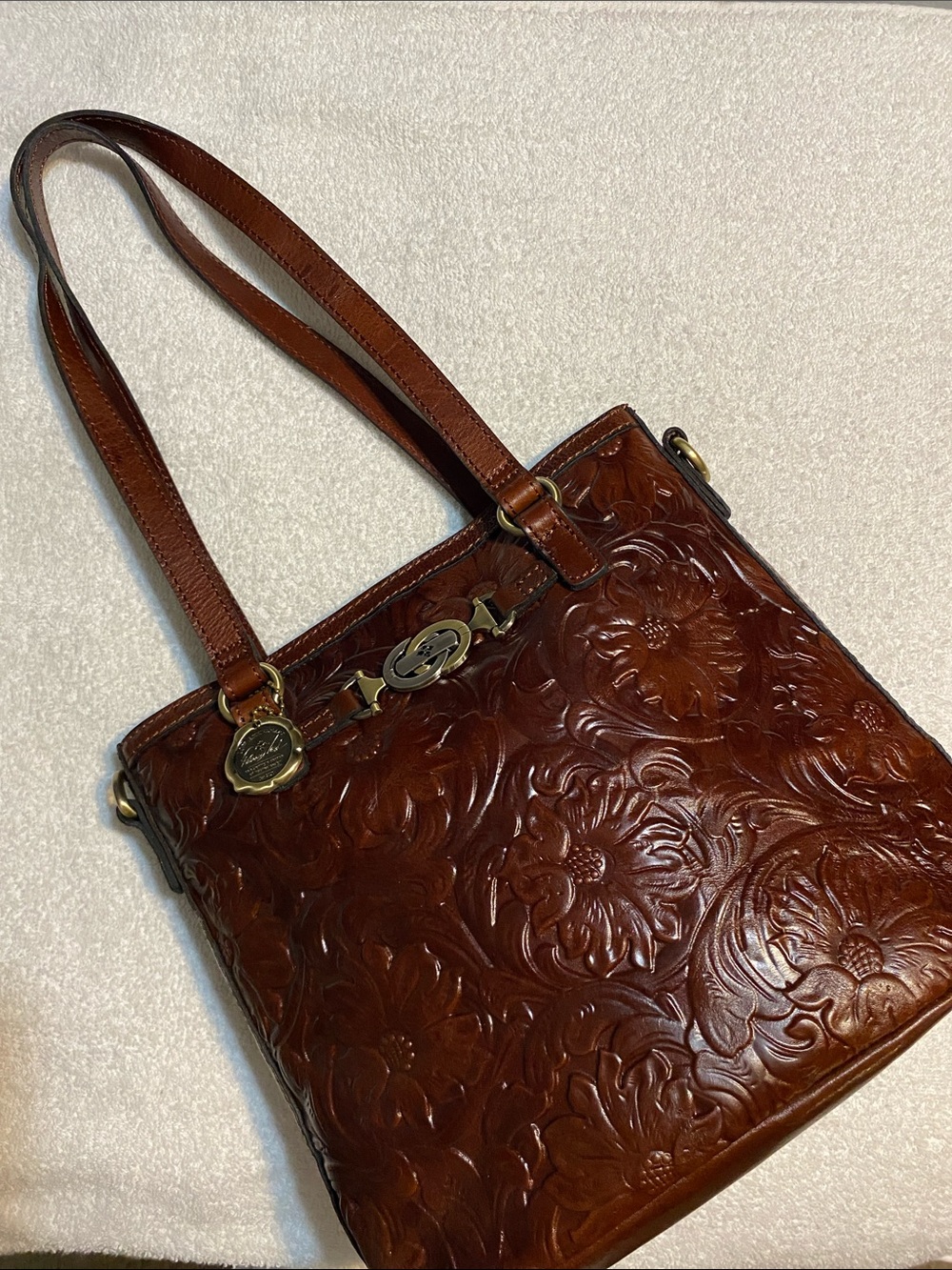 Patricia Nash Chocolate Brown Embossed
Tooled Tote